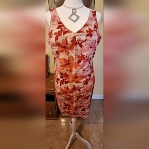 Faded Glory Pink Floral Midi Dress